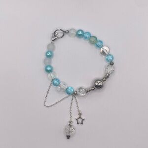 Chic Blue and Silver Beaded Bracelet